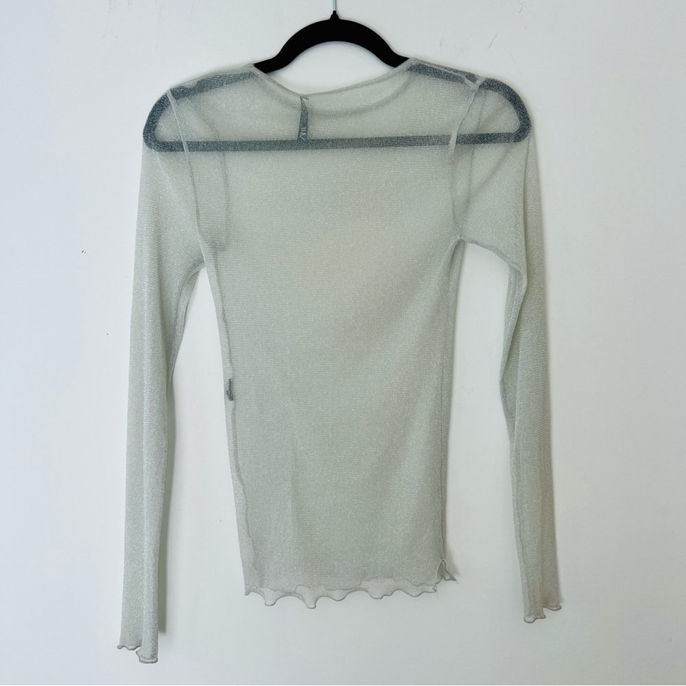 Zara | Metallic Thread Sheer Long Sleeve Top - Picture 8 of 8